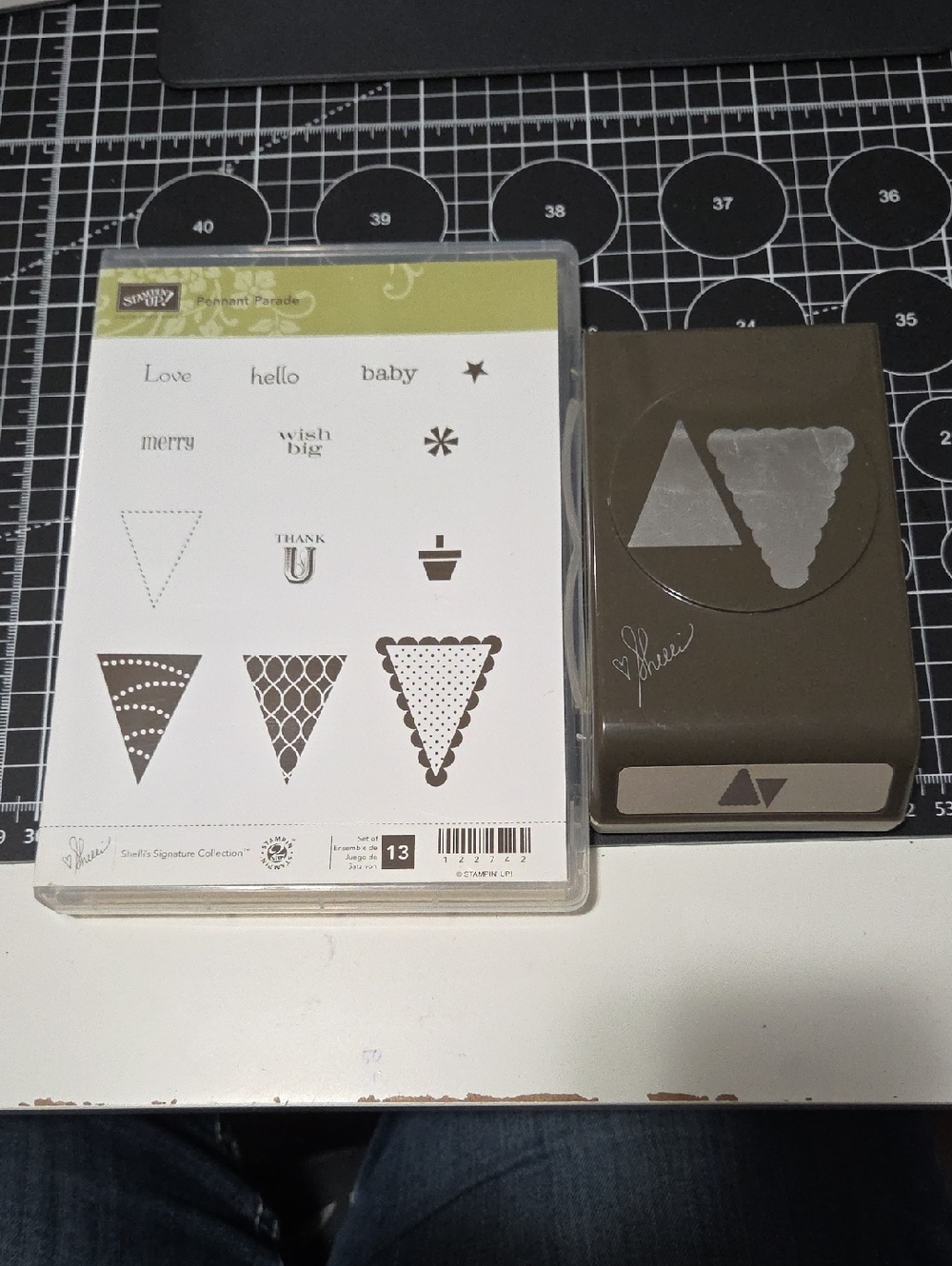 Pick A Pennant Cling stamo set with Punch